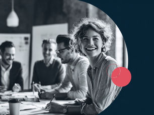 Business team collaborating happily in a conference room