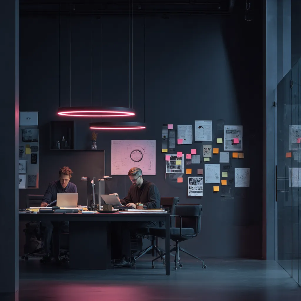 A wall with post it notes and ideas posted on the wall