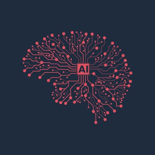 AI-themed graphic representing artificial intelligence and content creation