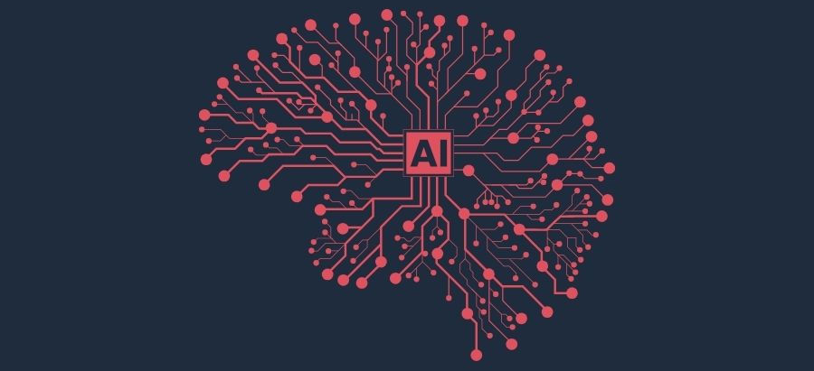 AI-themed graphic representing artificial intelligence and content creation