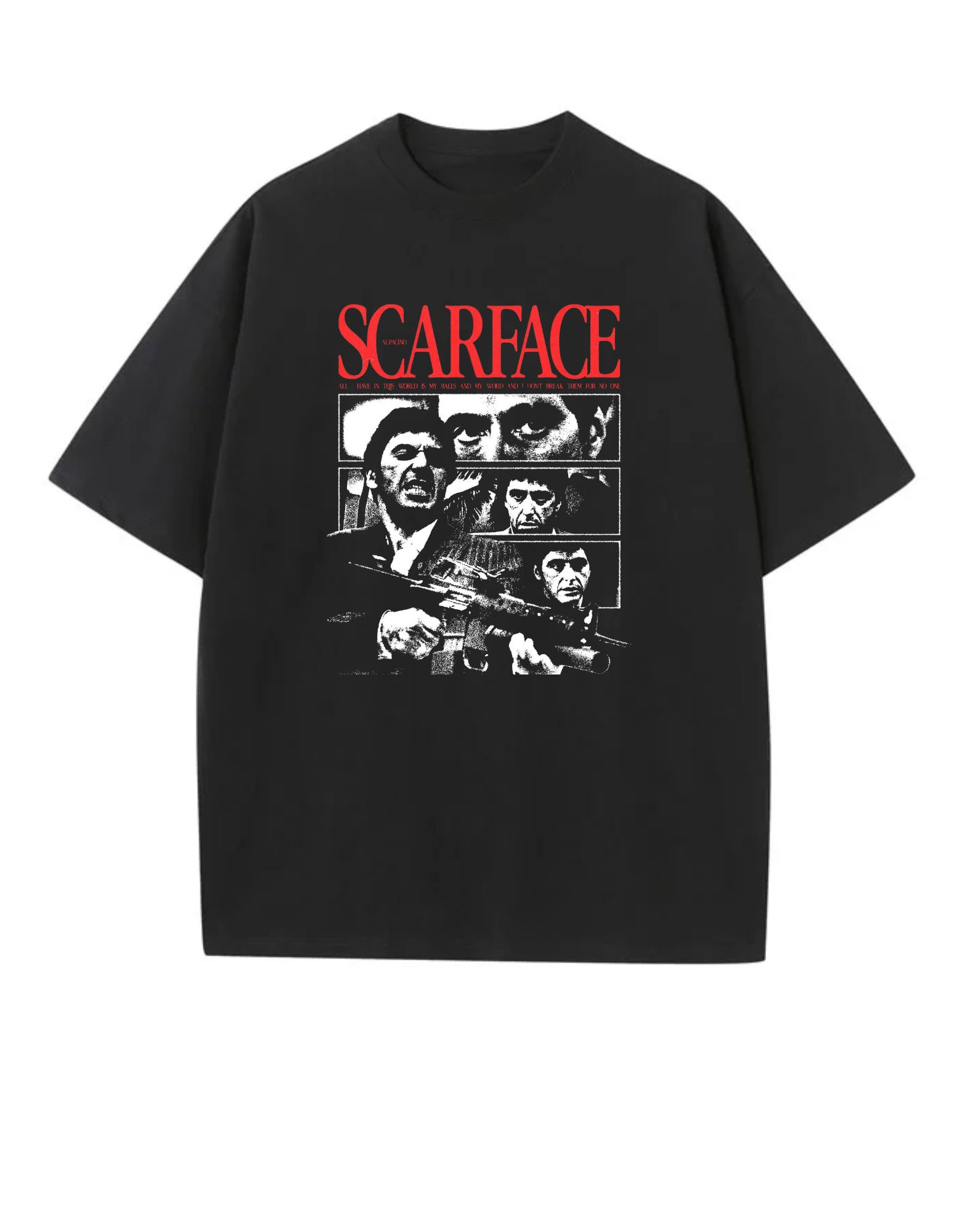Scarface Baskılı Vintage Oversize Tişort