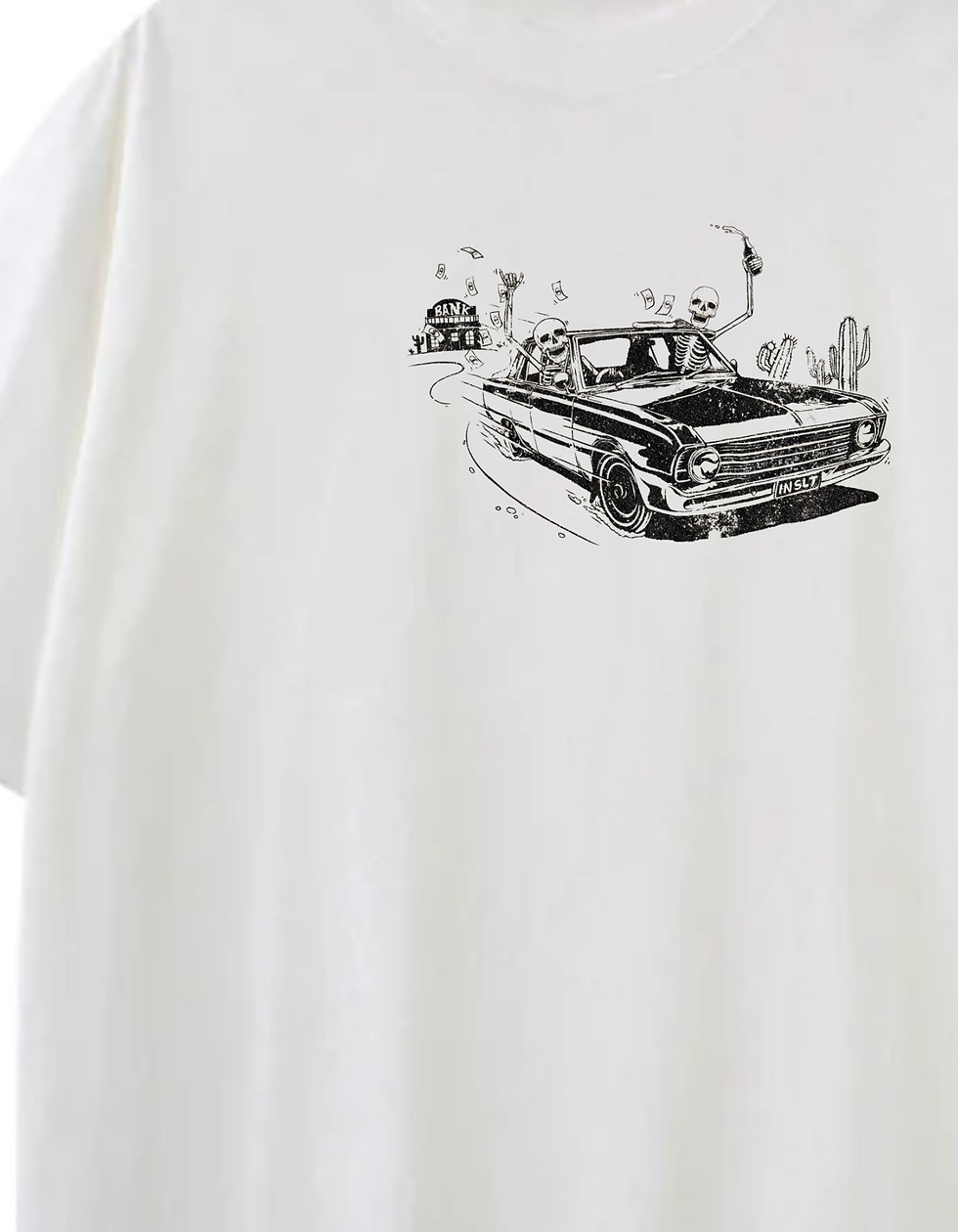Küçük resim: İskelet Gezerler Baskılı Vintage Oversize Tişort