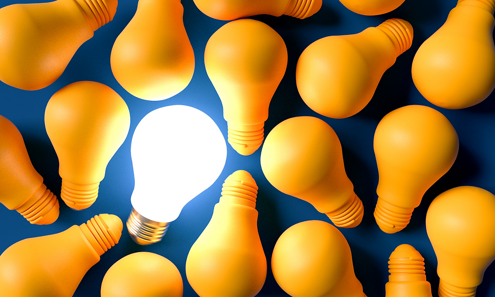 conjunto de lampadas com uma destaca