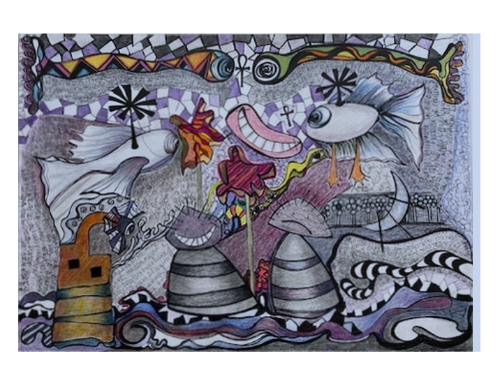 LET'S GET CRAZY Drawing ink, acrylic on paper 23 x 30 cms