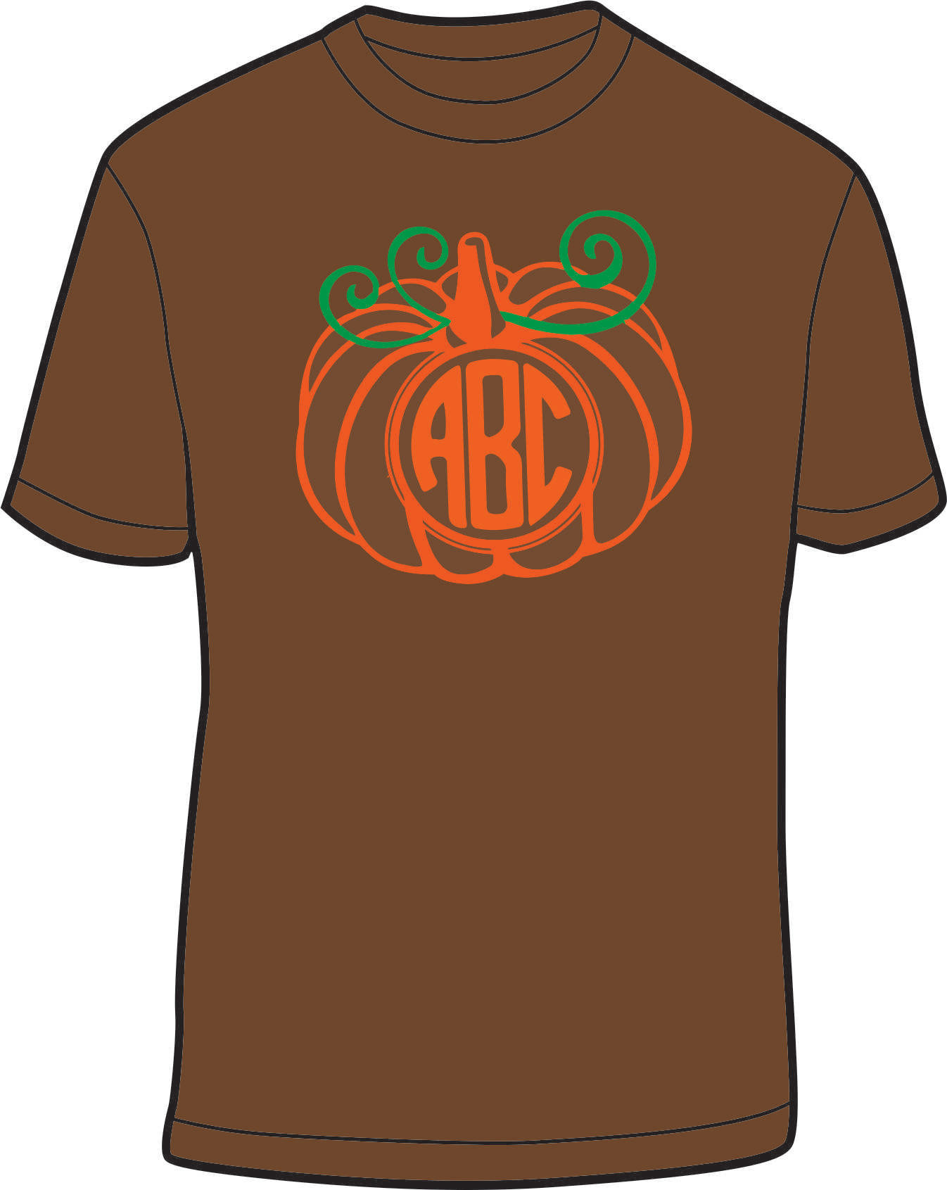 Brown Shirt with Fall Pumpkin Monogram