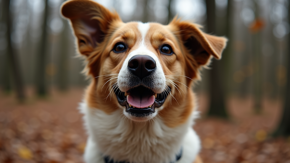Close-up view of a dog showing alert body language
