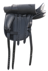 Hidalgo Venice II leathertree dressage saddle black billets.png