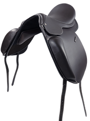 Hidalgo Triest Spezial leather tree dressage saddle brown front oblique view PNG.png