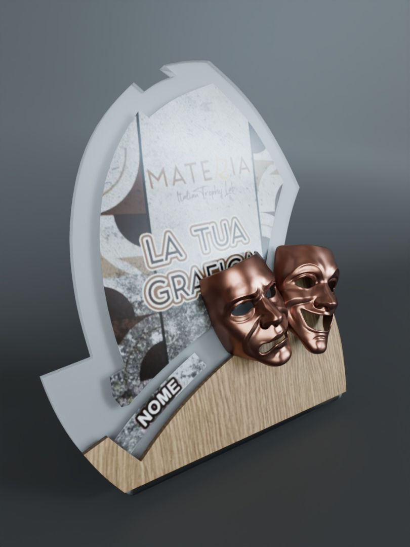 Miniatura: Vista prospettica trofeo teatrale per miglior attore o compagnia, eccellenza Made in Italy - MATERIA
