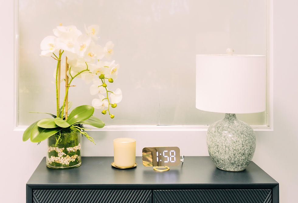 background image of a plant and lamp on a desk