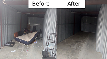 Before and After of a storage unit cleanout so our customer can start saving money.