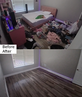 Before and After of a hoarders Bedroom
