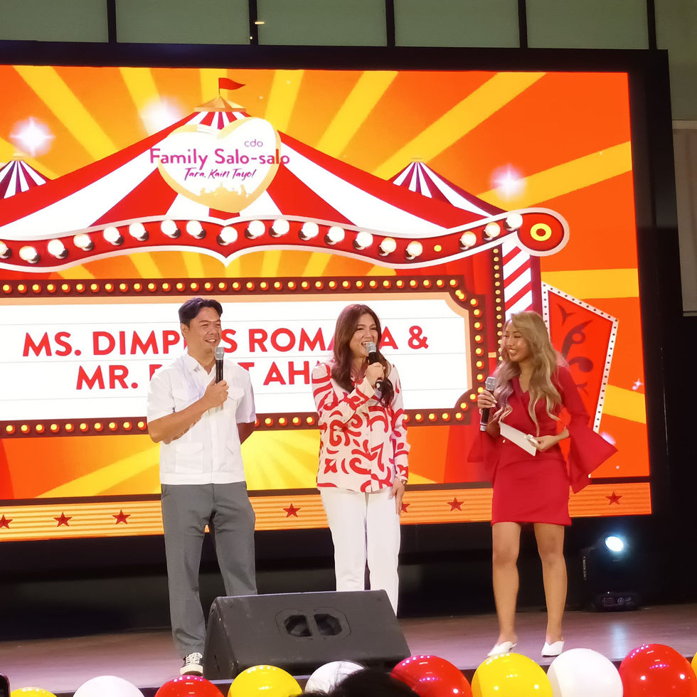 Dimples Romana and Boyet Ahmee with Karen Bordador on stage