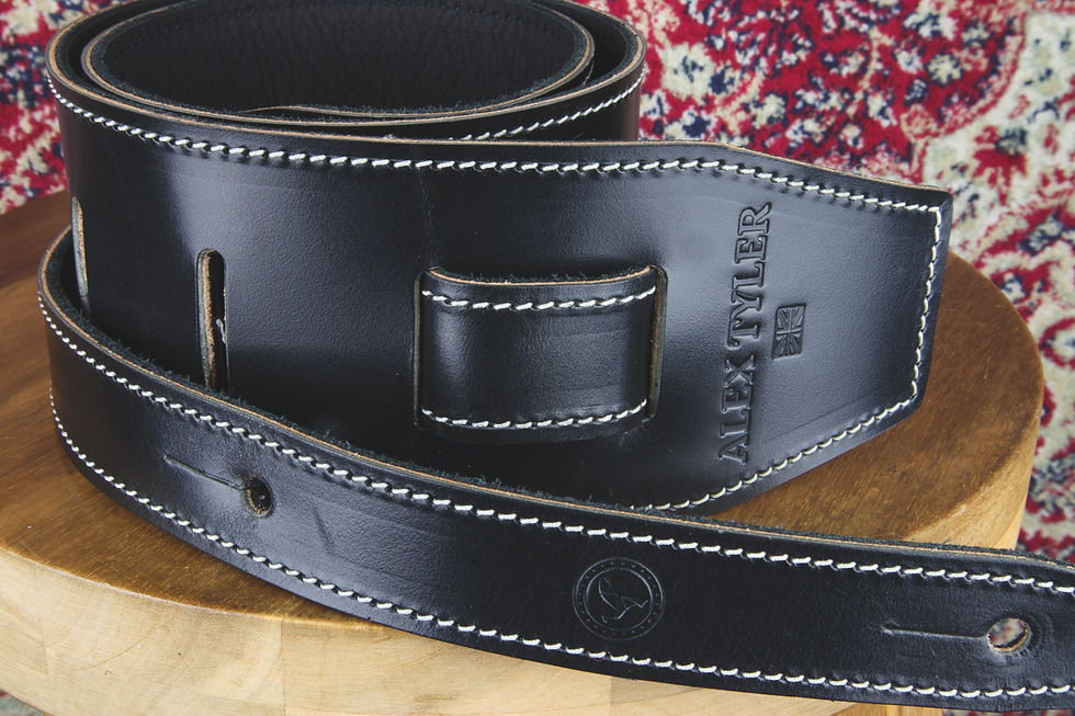 Thumbnail: Premium Black Leather Guitar Strap
