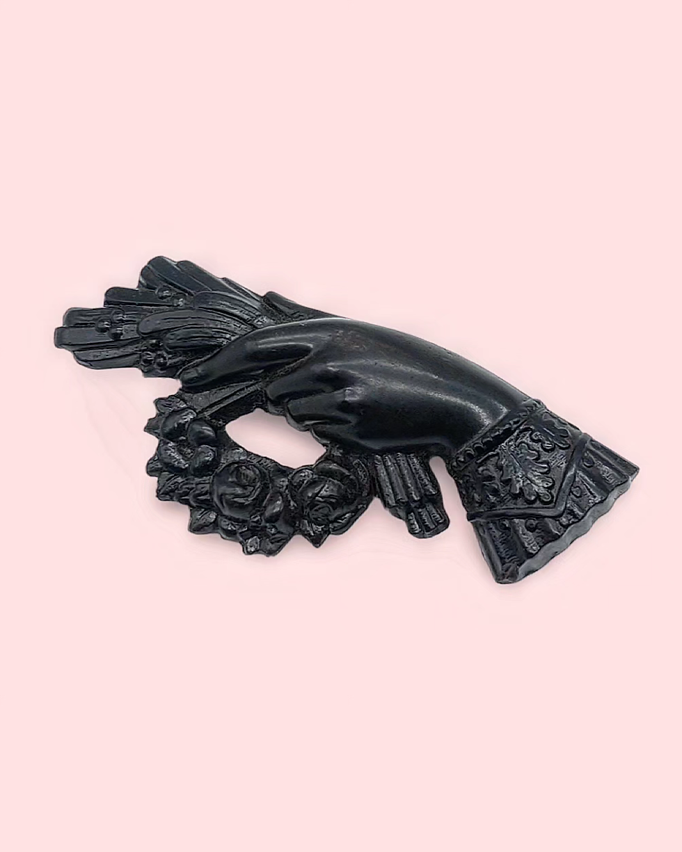 Victorian vulcanite hand pin