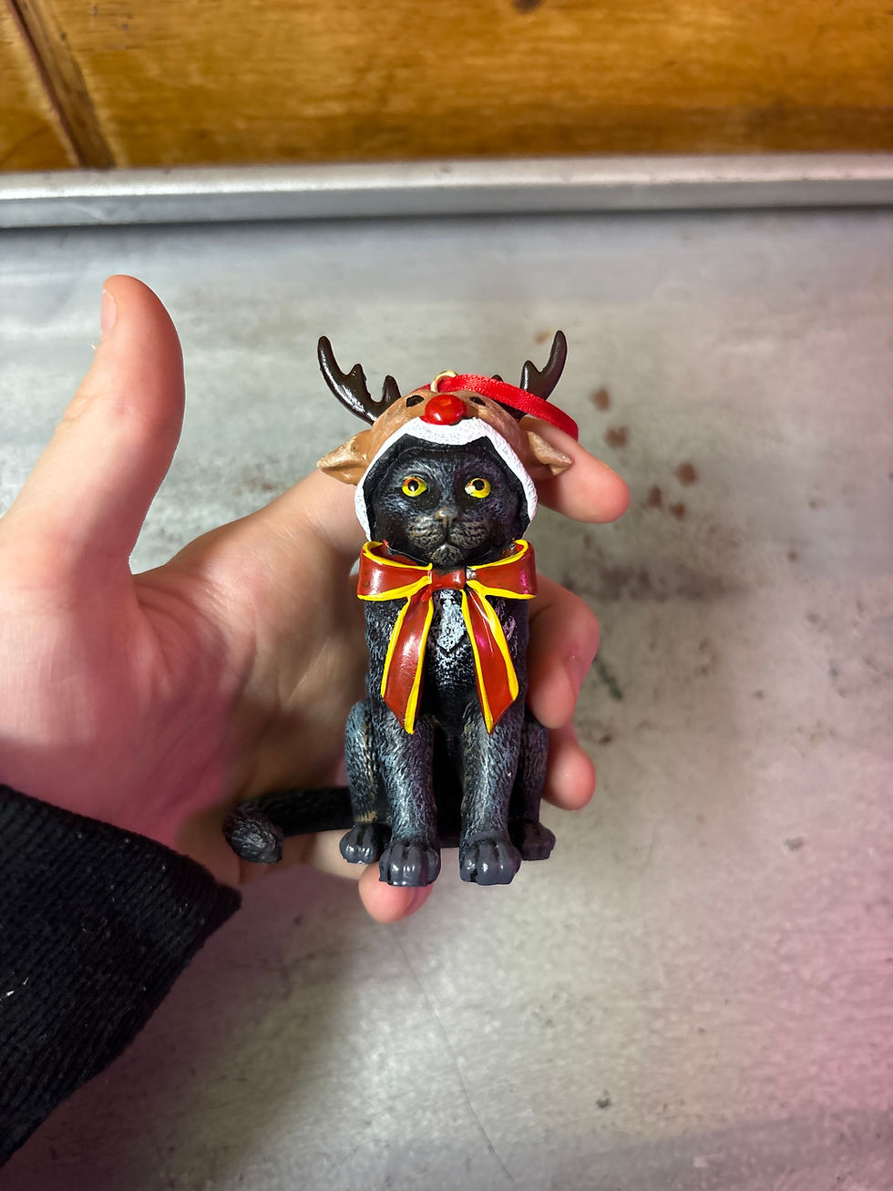 Thumbnail: Lisa Parker reindeer cat hanging ornament