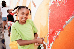 Young girl painting