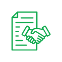 Icon of contract with a handshake hovering above it