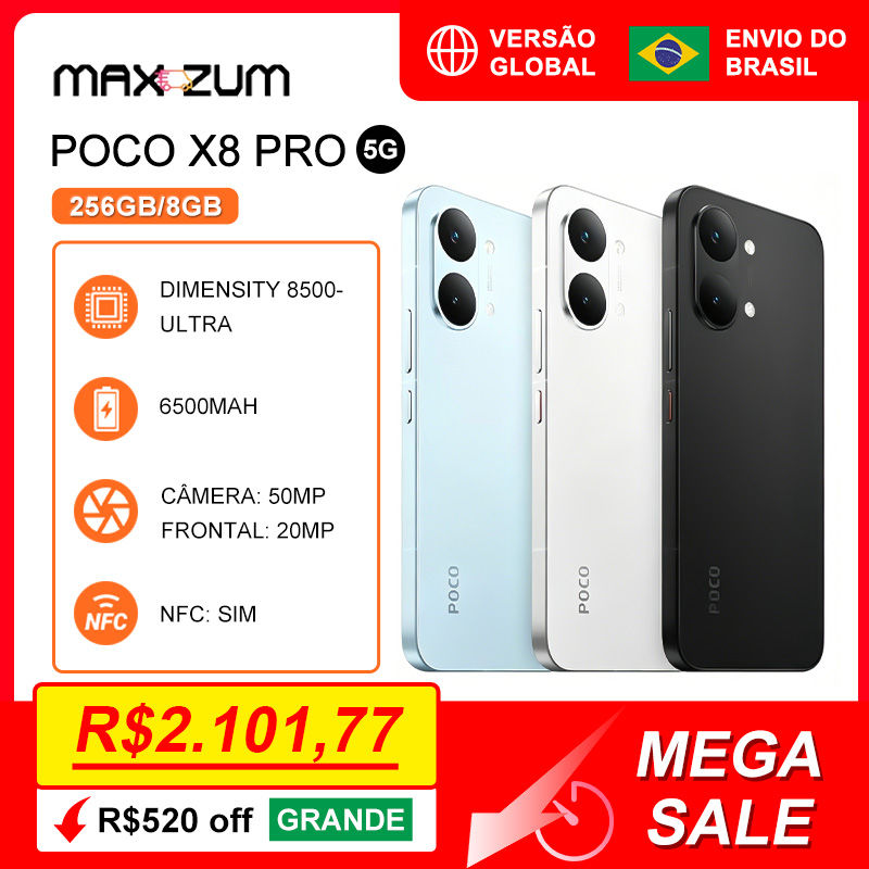 Poco X8 PRO 5G, 256/8GB, Smartphones e Celulares MediaTek Dimensity 8500-Ultra