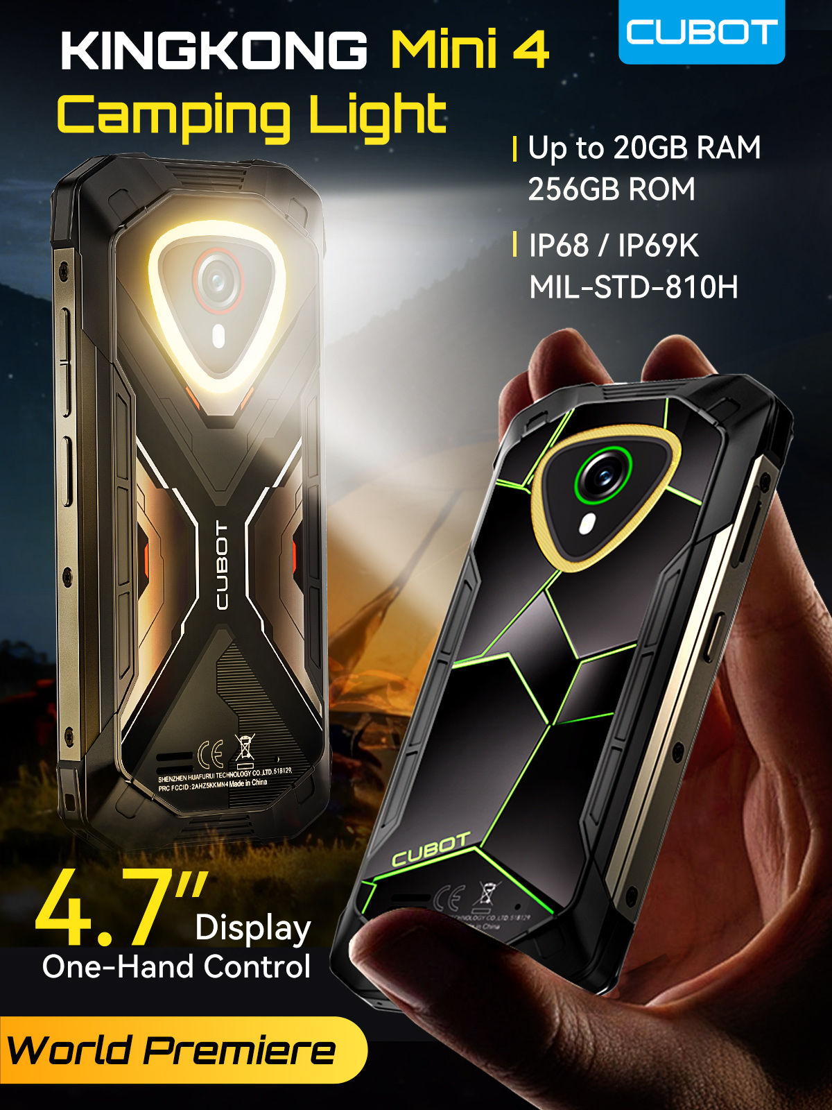 IP68 Mini smartphone robusto com Android 15 Cubot KingKong MINI 4, ecrã mini