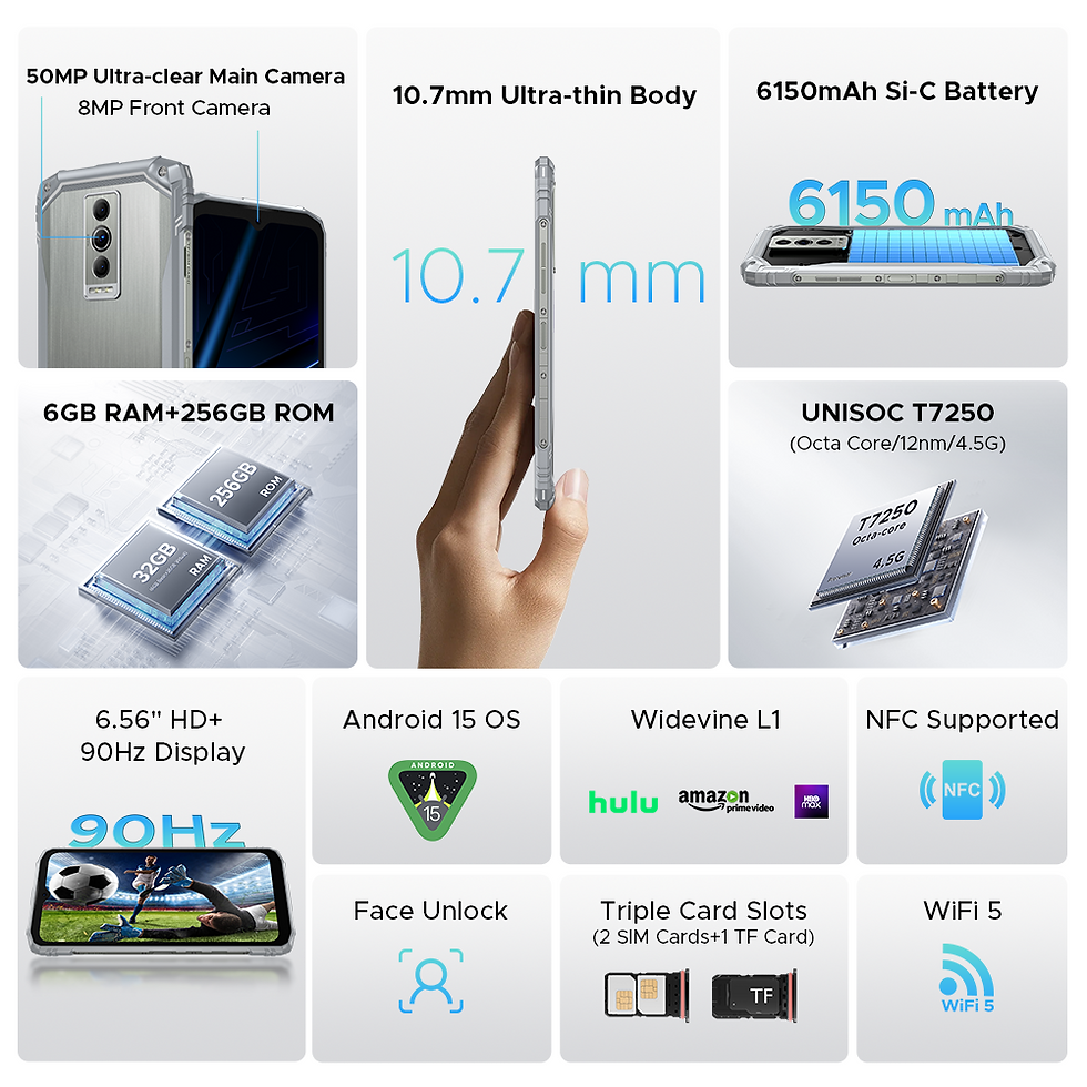 Miniatura: Doogee blade10 pro telefone robusto de energia 32gb 256gb 6.56 ”hd + tela 6150