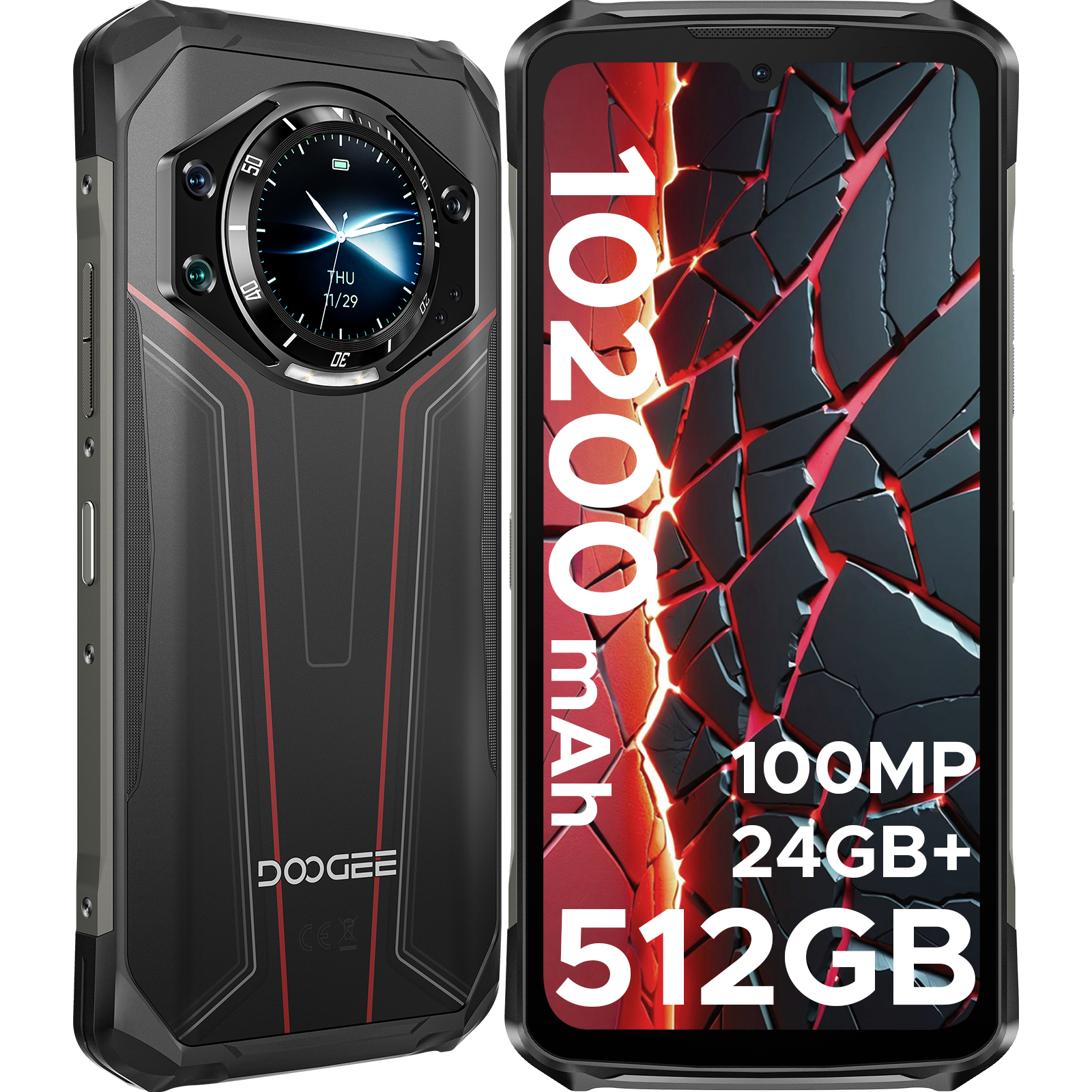 Doogee s119 telefone robusto 1.32 "display traseiro 6.72" 32gb (8 + 24) 512gb