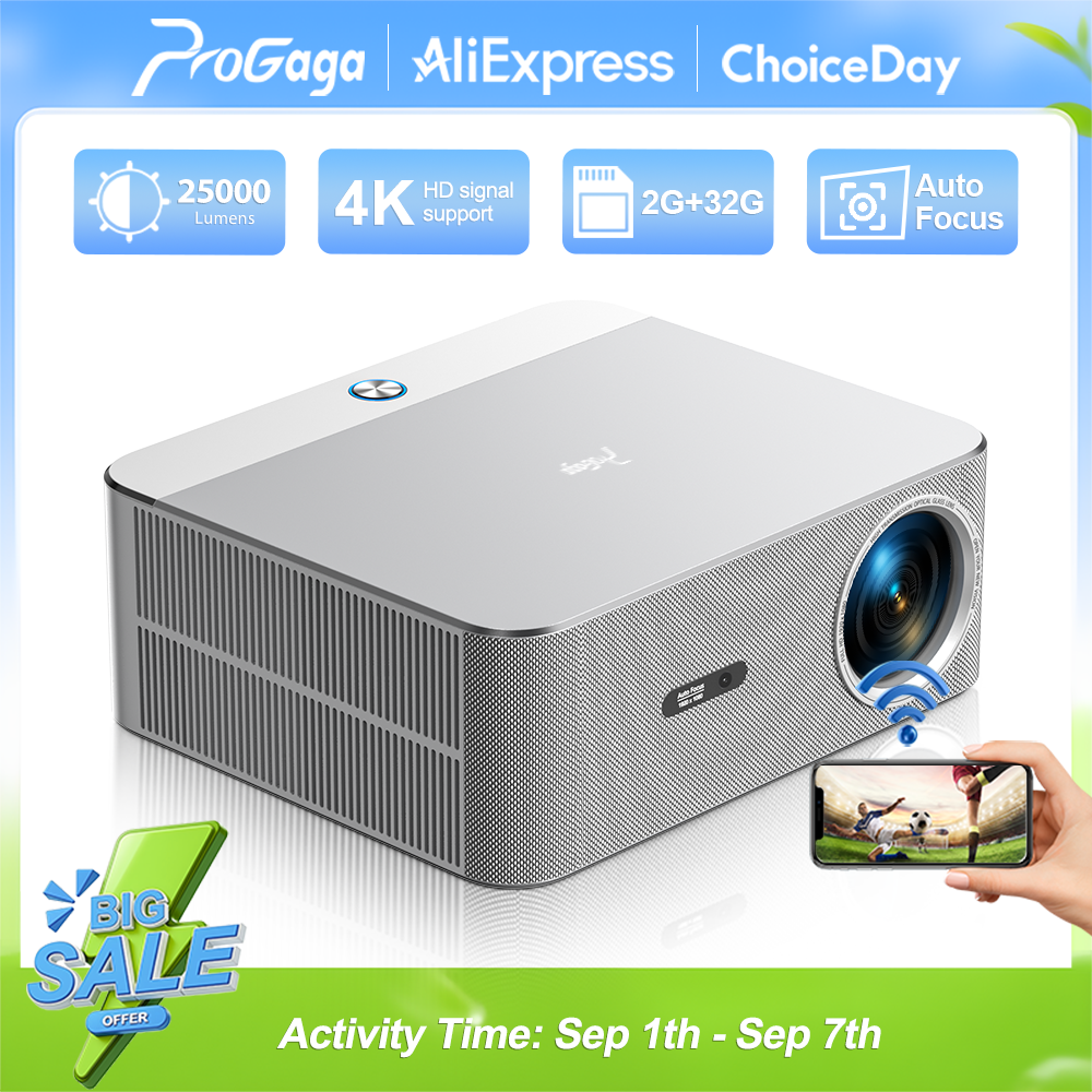 PROGAGA PG610W Projetor 4K Android WiFi Foco Automático Full HD 1080P Projetor