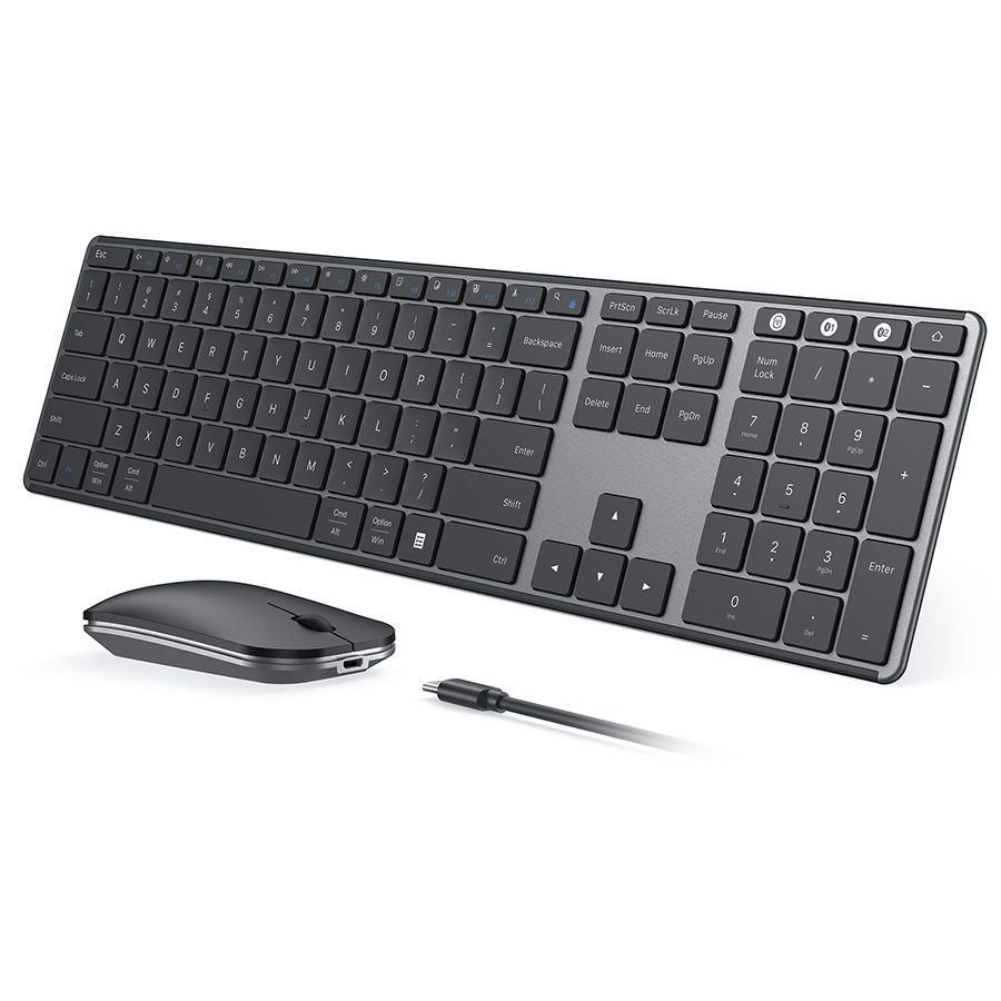 Combo de Teclado e Mouse Bluetooth Sem Fio Recarregável para Múltiplos Aparelhos