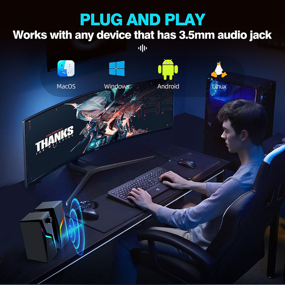 Miniatura: Alto-falantes para jogos de computador, caixa de som para pc, microfone estéreo