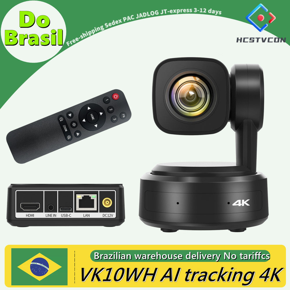 Webcam 4K para PC com Zoom Óptico 3X, Rastreamento por IA, Câmera PTZ