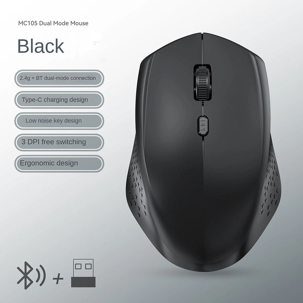 Miniatura: Mouse Gamer Recarregável RGB com Modo Duplo (Bluetooth 5.2 e Wireless 2.4G)