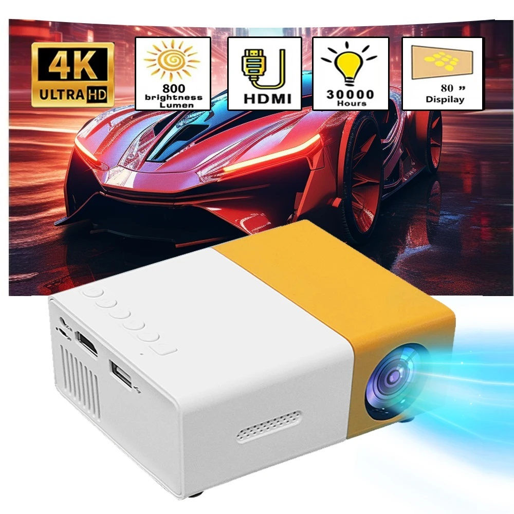 Mini projetor portátil para crianças, YG300, LED, ao ar livre, HD, 1080P