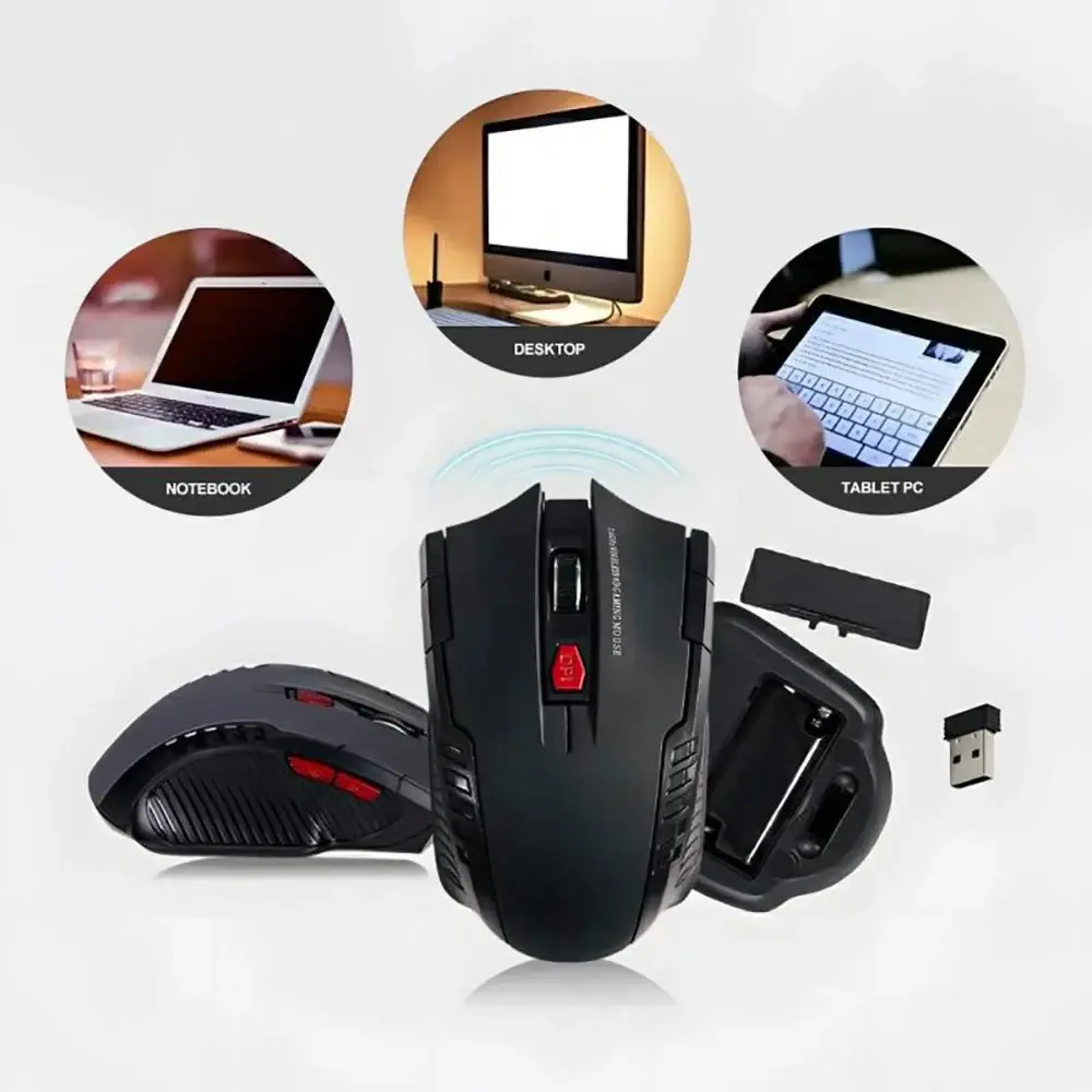 Mini Mouse Sem Fio 2.4G com Receptor USB, Mouse Óptico Profissional Portátil
