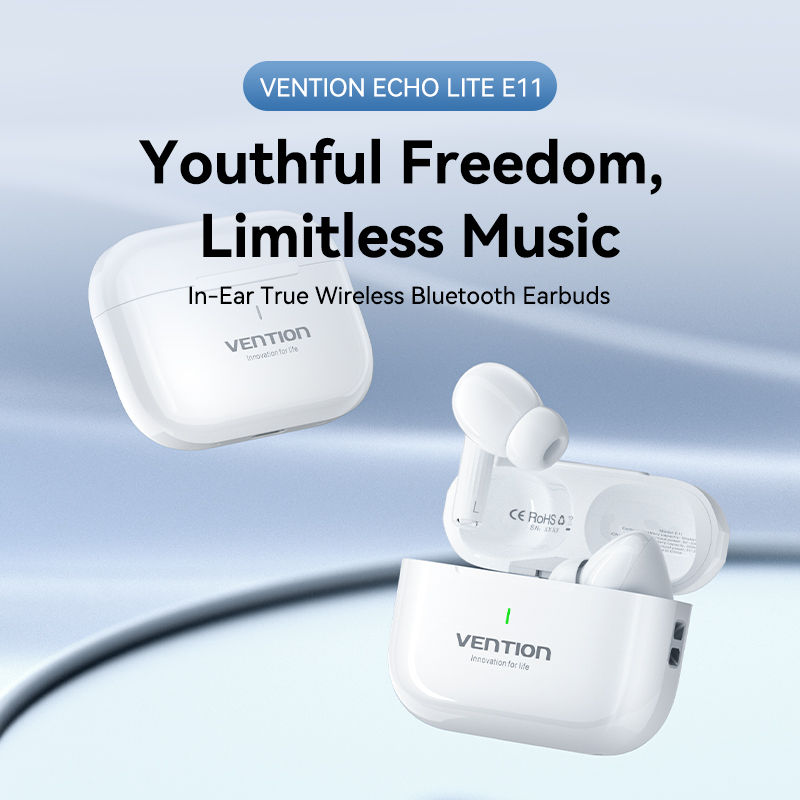 Miniatura: Vention ECHO LITE E11 Fones de ouvido Bluetooth Bluetooth 5.4 HiFi TWS True Wire