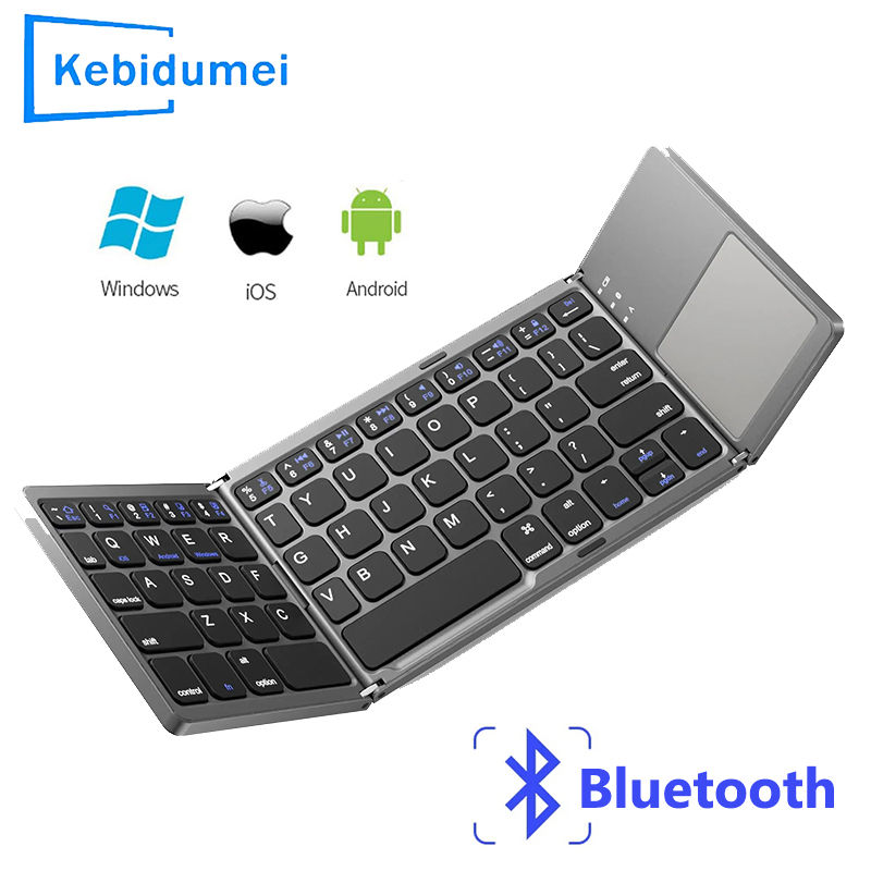 Teclado dobrável Bluetooth com touchpad para iOS, Android e Windows, modelo mini