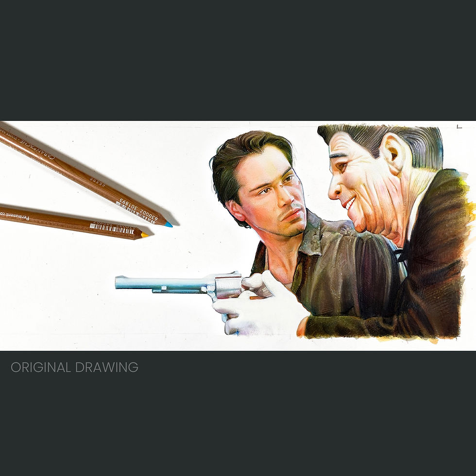 Thumbnail: Point Break Keanu Reeves and Patrick Swayze Dead Presidents Bank Robbery Scene 90's Action Movie Fan Art for Cinephile