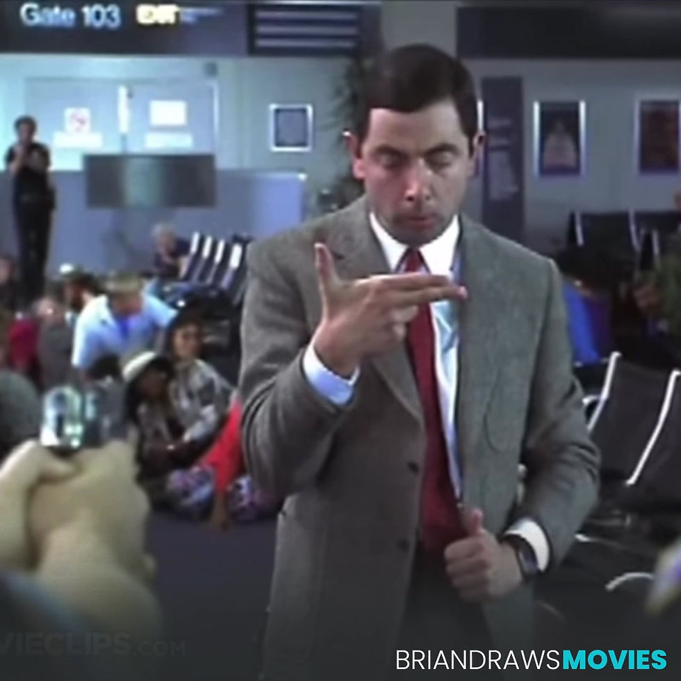 Rowan Atkinson as Mr. Bean in the Airport Wall Art and Coffee Cup for British Comedy Lover