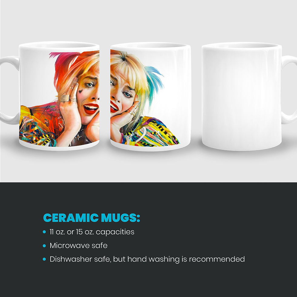 Thumbnail: Margot Robbie Harley Quinn Birds of Prey DC Comic Book Movie Lover Wall Art and Coffee Mug. Home Theatre Decor.