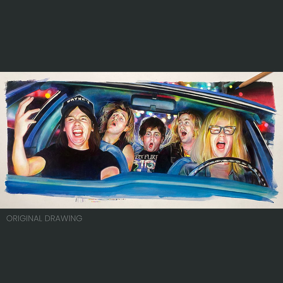 Thumbnail: Wayne's World Mike Myers and Dana Carvey singing Queen's Bohemian Rhapsody 90's Comedy Lover Wall Art and Coffee Mug