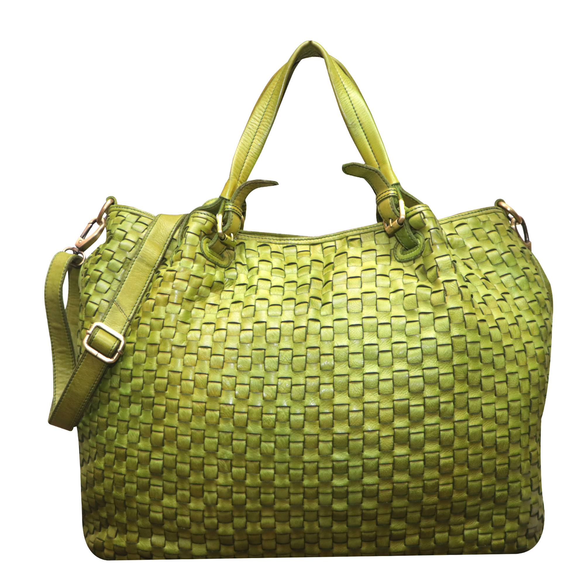 Leather Shopper Bag - Green