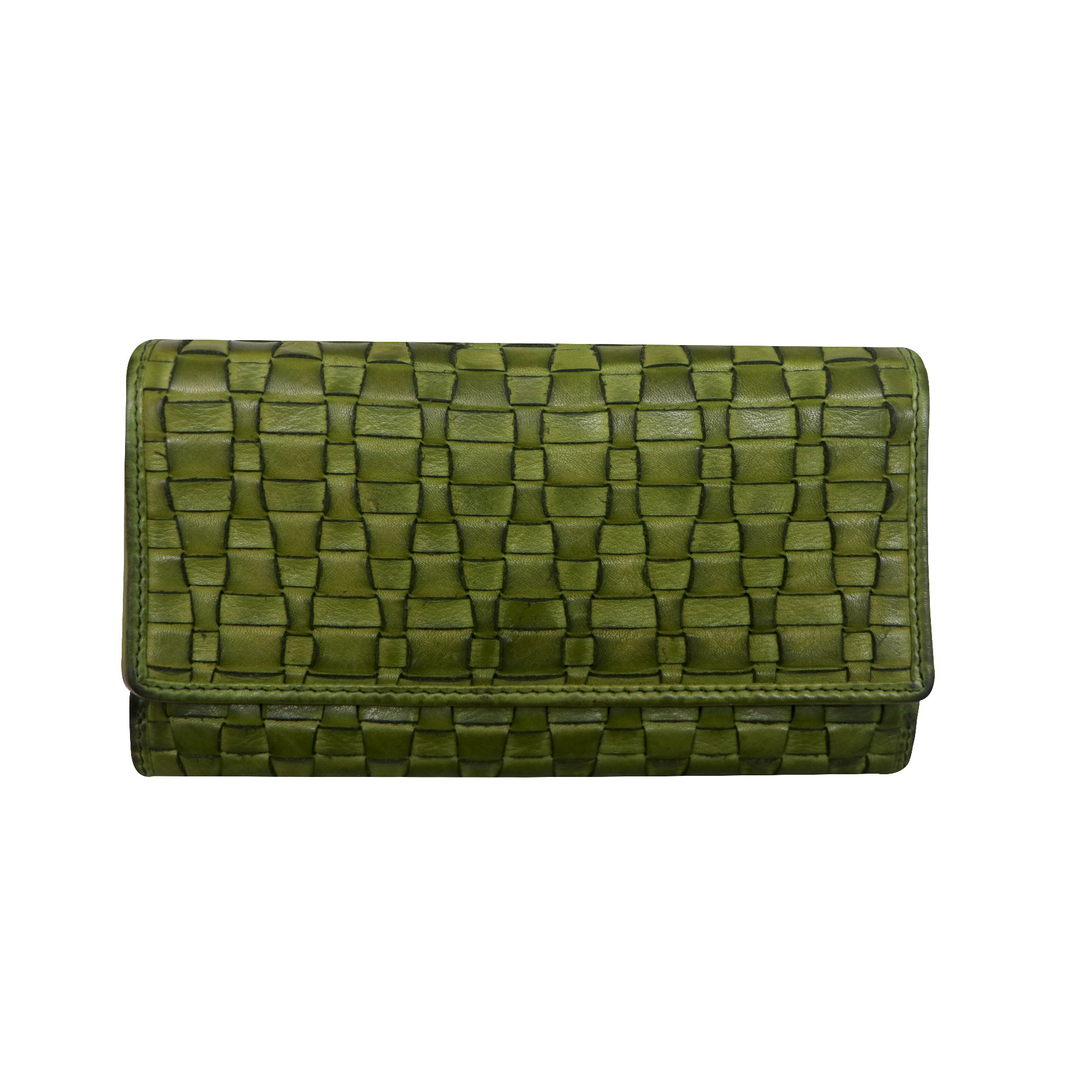 Woven Leather Zipper Wallet