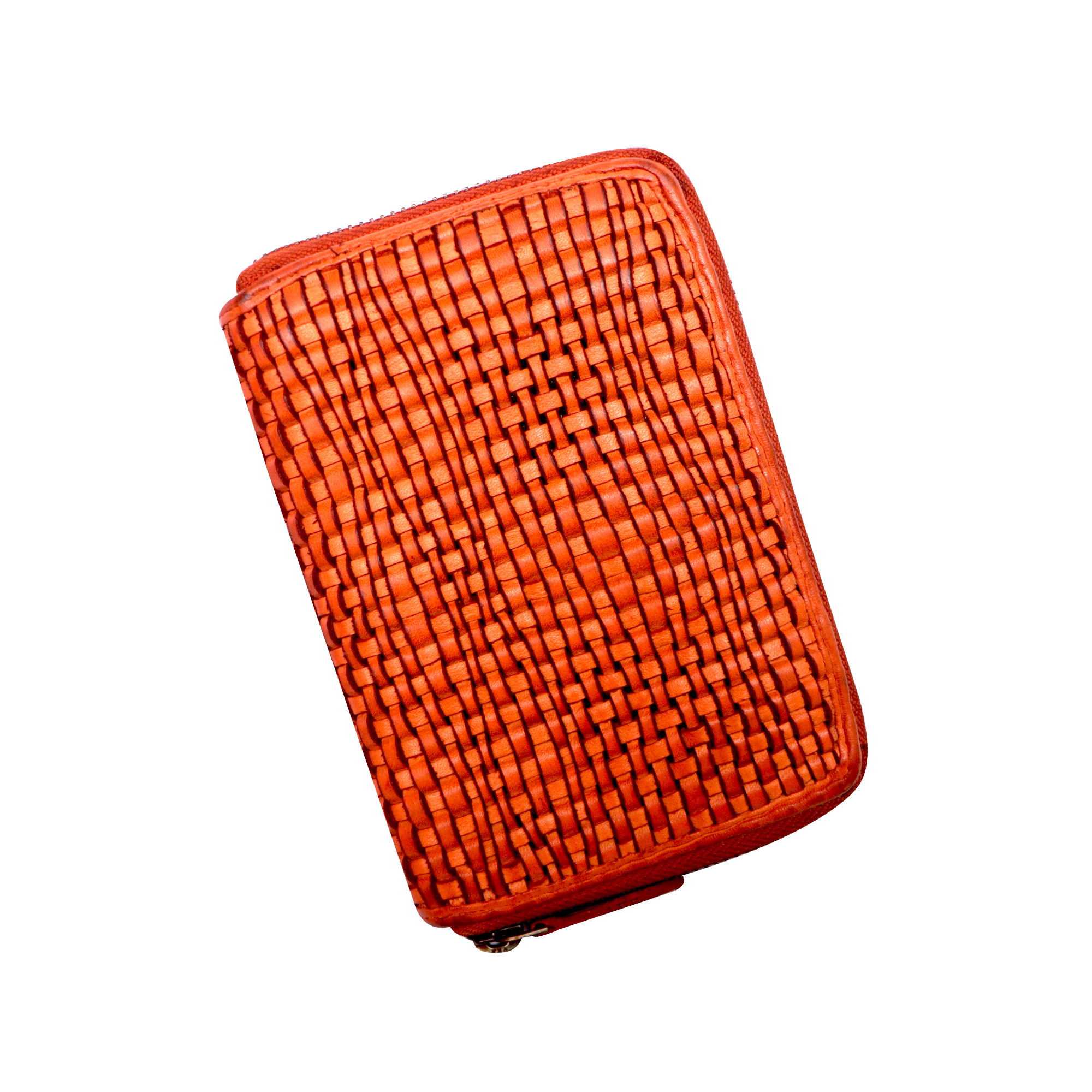 Woven Leather Zipper Wallet
