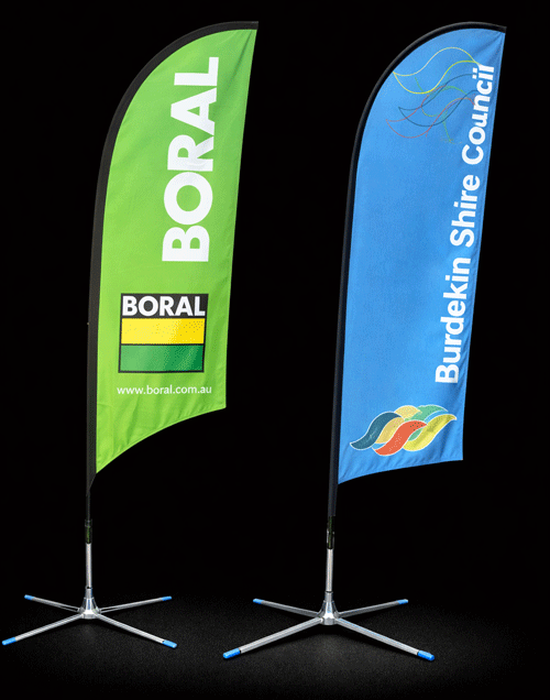 Printed Feather Flags with Cross Bases