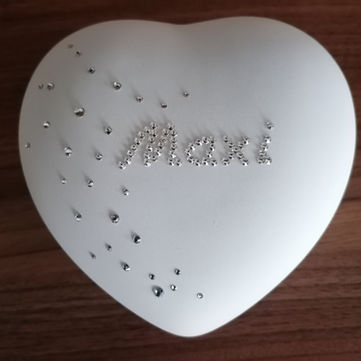 Tierurne Herz, Keramik, Kristallbeschriftung