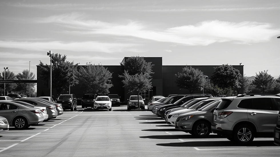 Eye-level view of a parking lot with vehicle detection technology