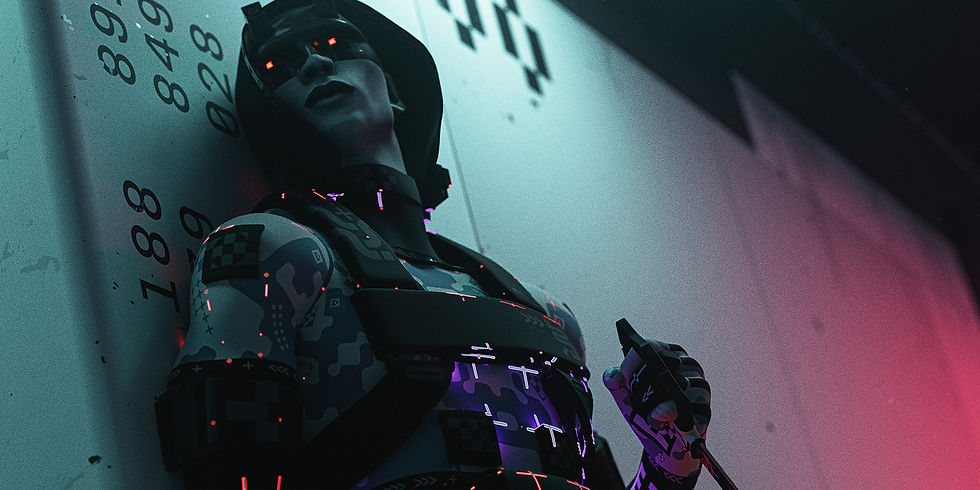 A dark assassin looking character peers past a corner