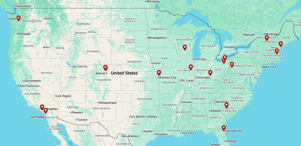 Map of the ardent clinical trial locations