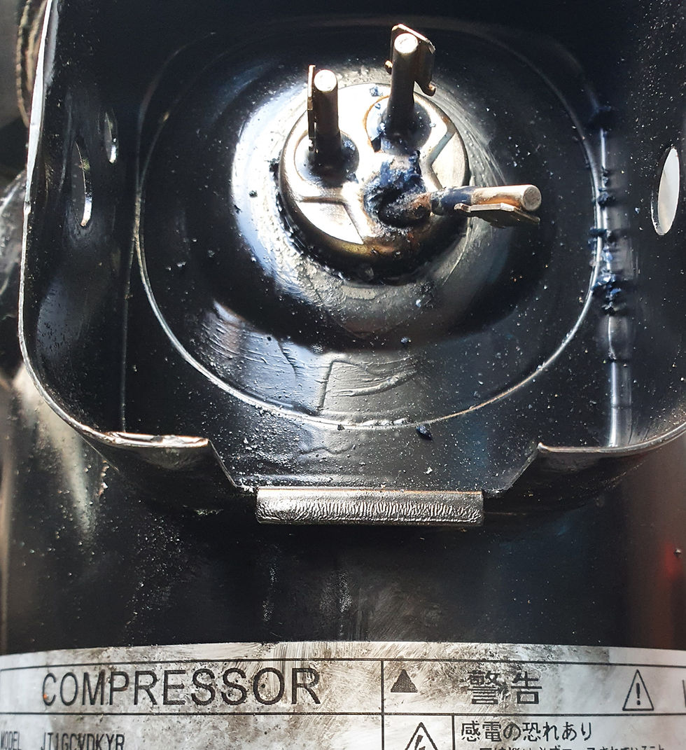 A compressor with a blown pin