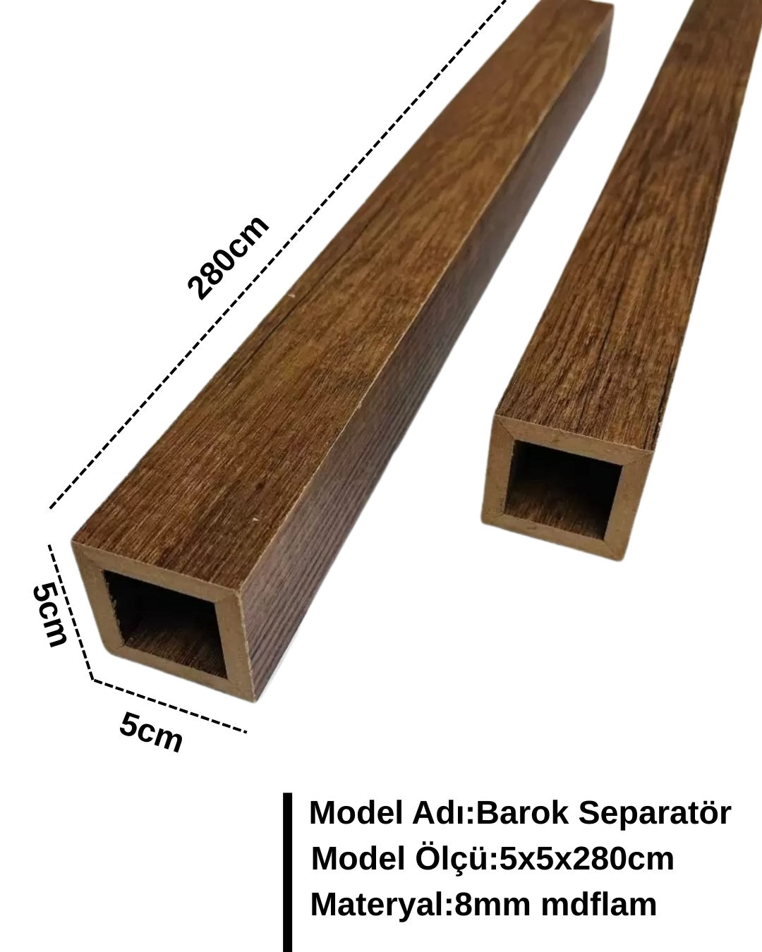 Barok Mdf Paravan Seperatör Bölme Profili 5x5x280cm