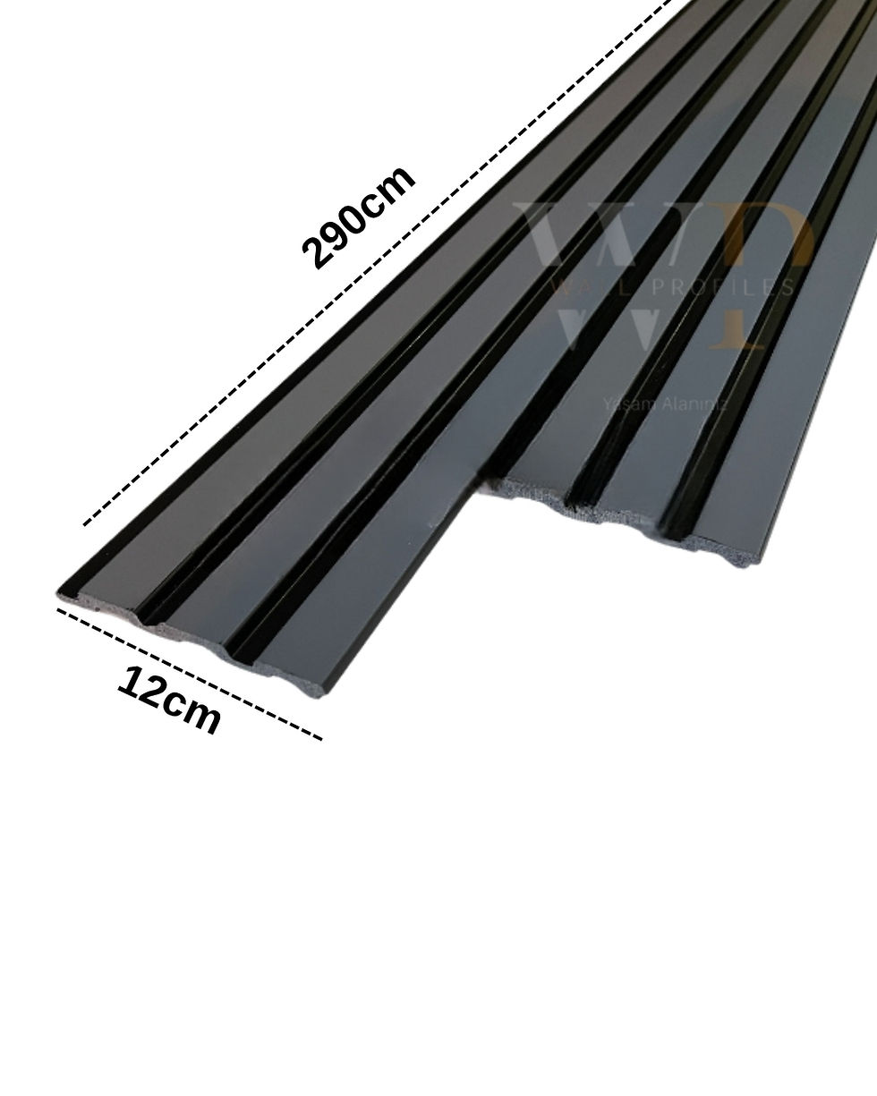 Zer Dekoratif Duvar Lambri Panel 12x290cm (Siyah Antrasit)